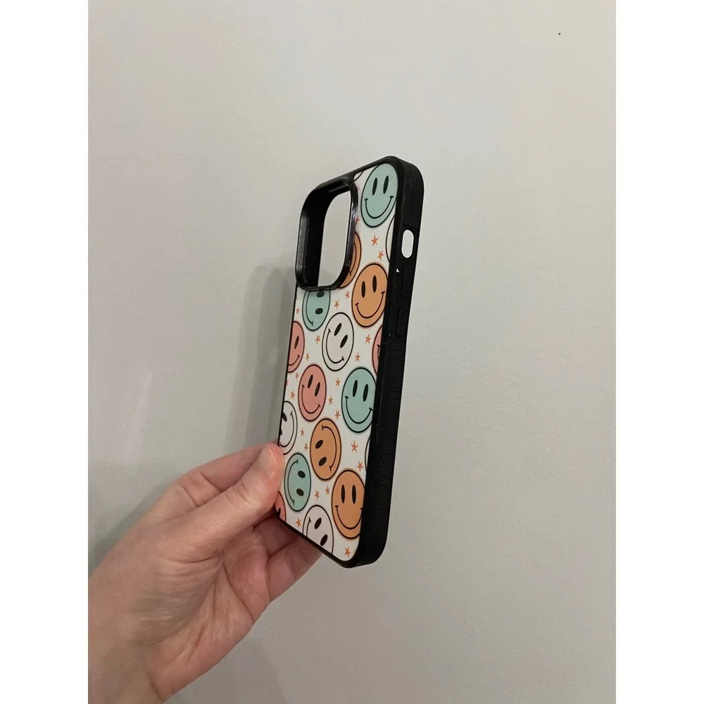 Phone Case iPhone 14 Pro Multicolor Smiley Face Retro Aesthetic Protective